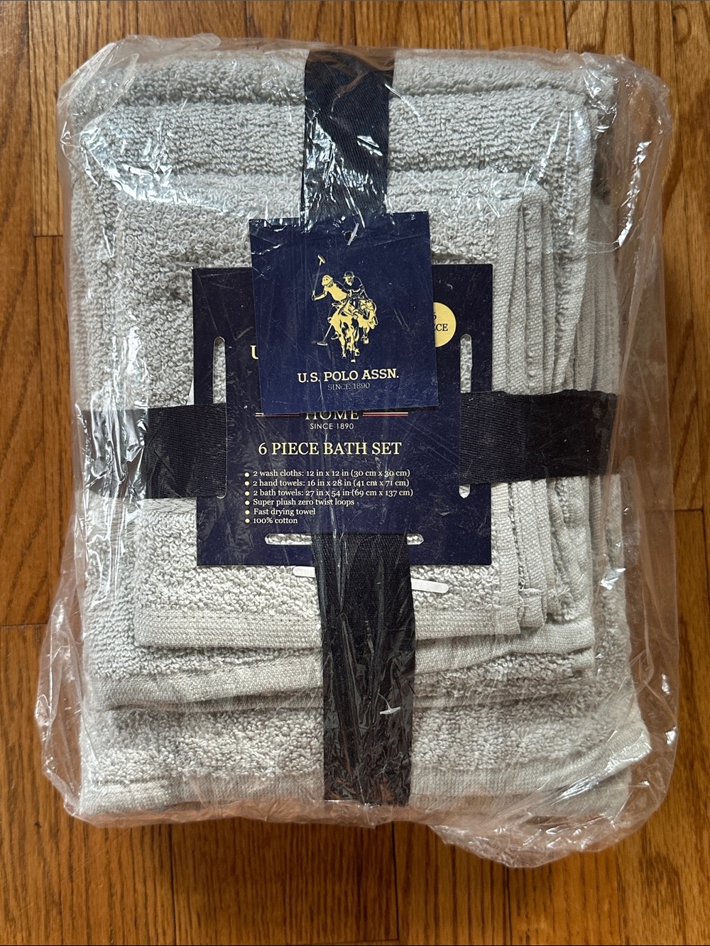U.S. Polo Assn. Light Gray 6-Piece Bath Towel Set